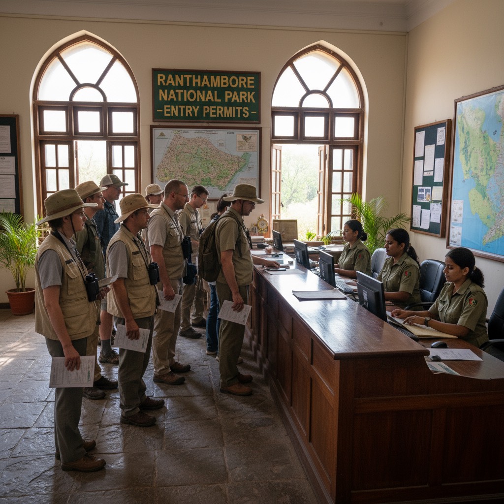 Ranthambore National Park entry fee board 2025