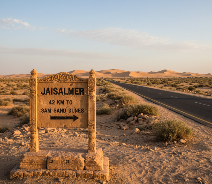 distance from jaisalmer to sam sand dunes