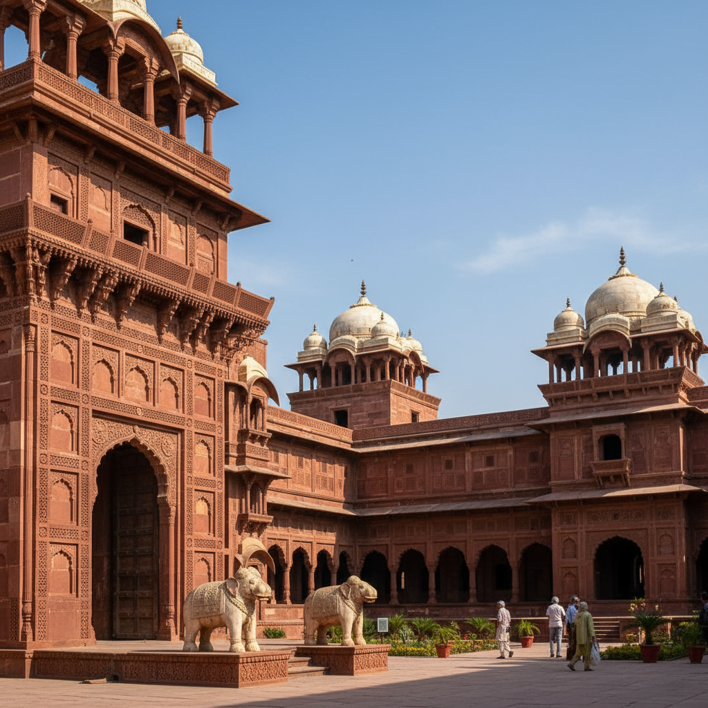 Interior carvings depicting Junagarh Fort Bikaner history