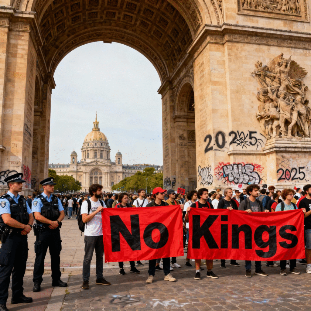 protest scene related to No Kings protest travel advisory 2025