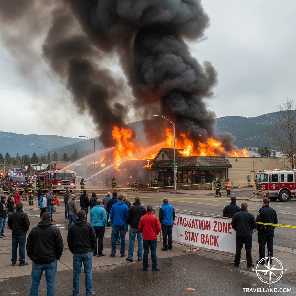 Evacuation scene during Nederland fire Caribou Village Shopping Center in Boulder County