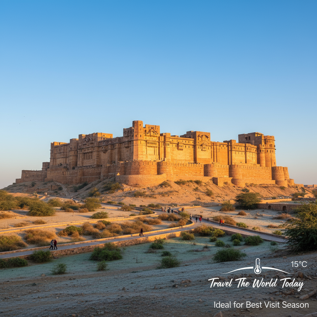Clear blue sky during the Best Time to Visit Jaisalmer Fort for photography