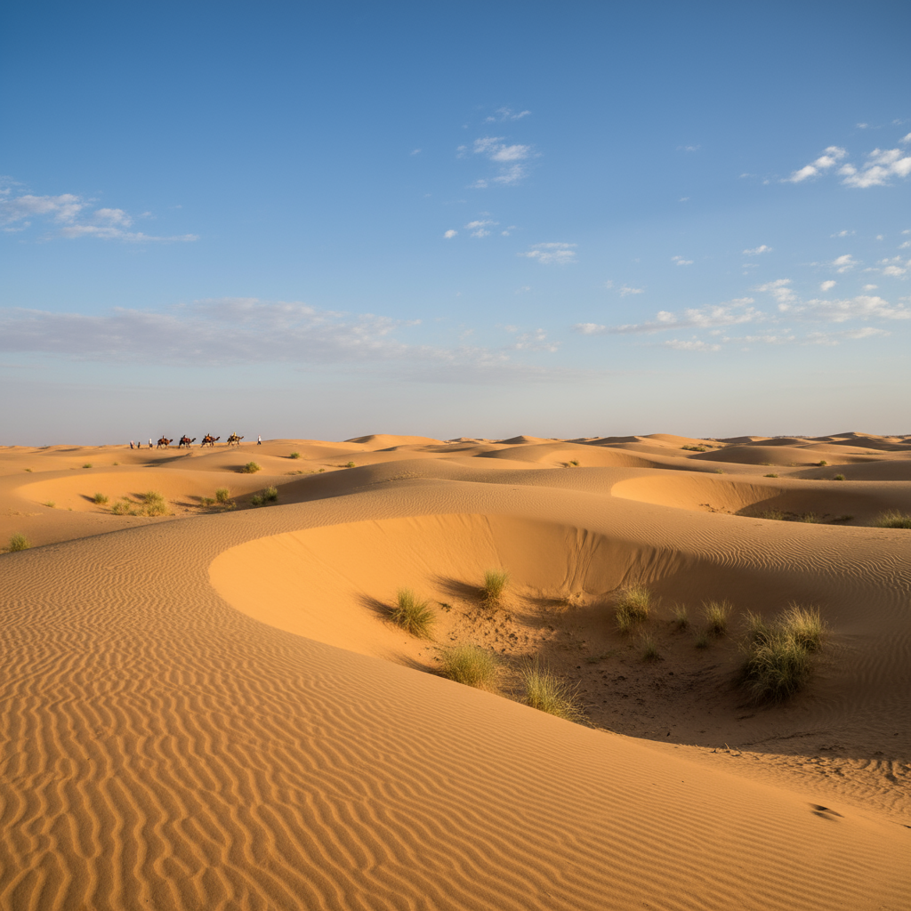 Aerial shot showing the distance from Jaisalmer to Sam Sand Dunes desert route