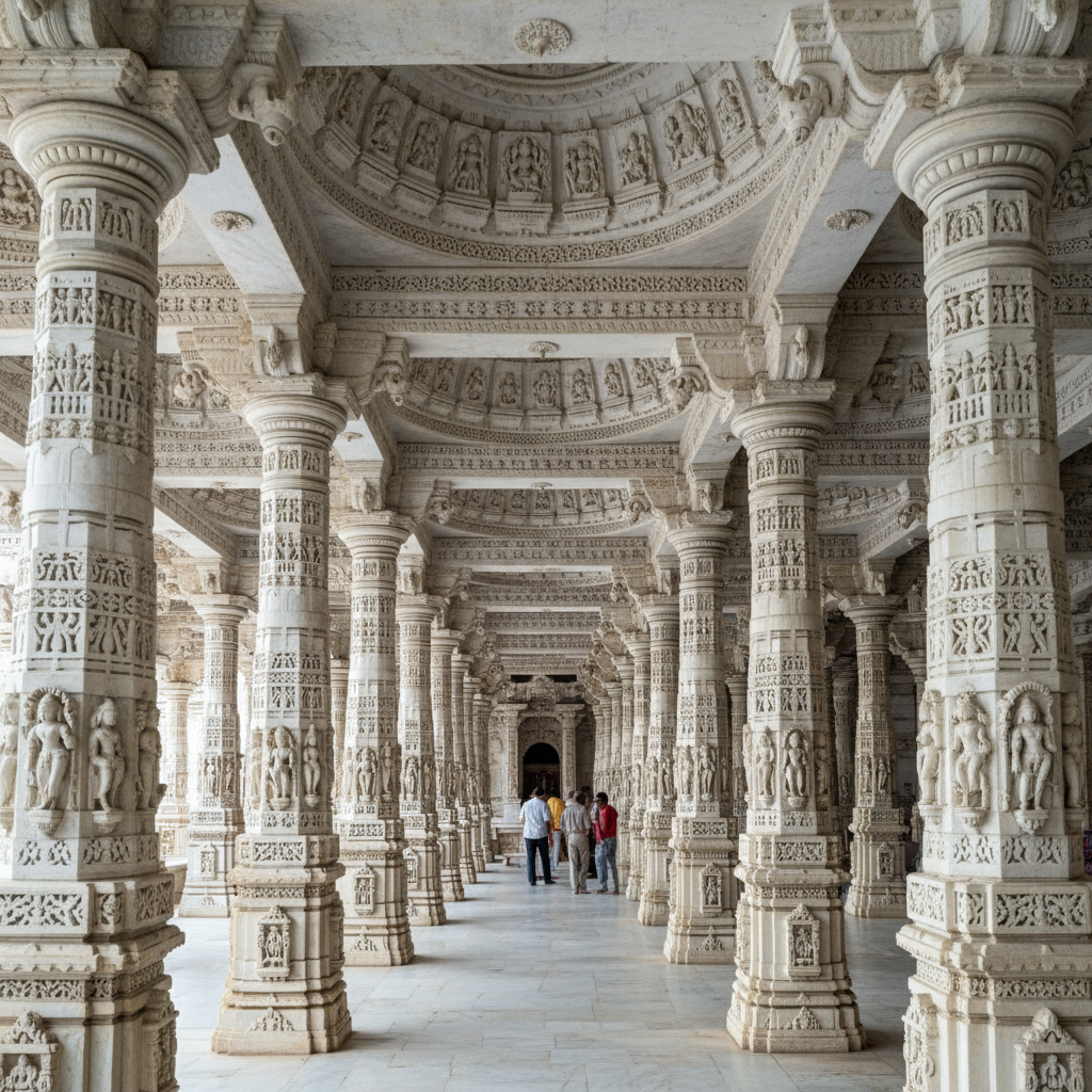 Ancient marble carvings showing the history of Dilwara Temples Mount Abu