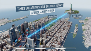 times square to statue of liberty distance
